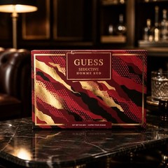 GUESS Seductive Homme Red 3 Piece Gift Set 3.4 oz EDT Body Spray Shower Gel New