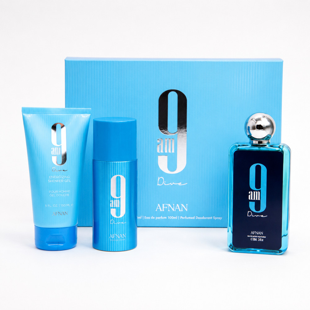 AFNAN 9AM DIVE 3 PCS SET 3.4FL.OZ | 100ML EDP + 5.0FL.OZ | 150ML SG | 150ML + 5.