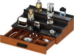 Wooden Cologne Organizer for Men, 3 Tier of Elevated Cologne Display Shelf with