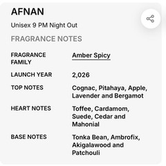 Afnan Unisex 9Pm Night Out Extrait de Parfum Spray New In Tester Box 3.4 fl oz