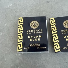 2 Pk Versace Pour Homme DYLAN BLUE Eau De Toilette Spray .03oz Carded Sample NEW