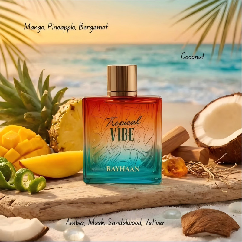 Tropical Vibe – Fruity,Floral,Woody – Eau de Parfum Spray,for Everyone, 3.4oz.