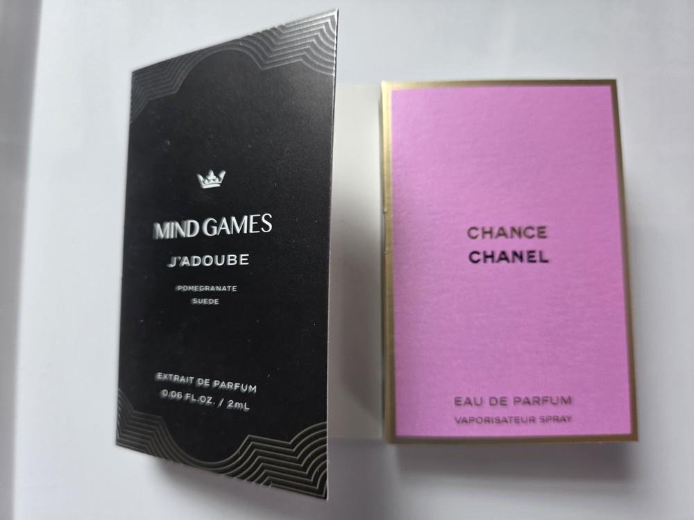 Mind Games J’Adoube EDP & CHANEL Chance EDP Sample Sprays ~ NEW ON CARDS ~