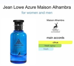 Jean Lowe Azure Parfum By Maison Alhambra 3.4 EDP Rich Niche Quality ￼