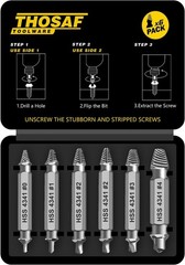 DIY Essential – 6-Piece Screw Extractor Set for Quick Removal of Stripped Screws