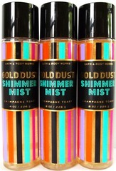 Bath Body Works CHAMPAGNE TOAST Gold Dust Shimmer Mist, 8 fl oz, NEW x 3
