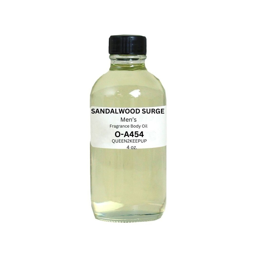 Sandalwood Surge (Men) Body Oil Fragrance 4 oz All Natural Scent Glass Bottle