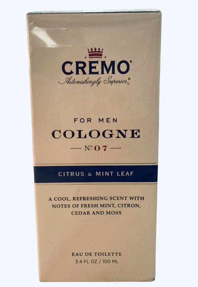 Cremo Cologne Spray for Men Citrus & Mint Leaf 3.4 fl oz Eau De Toilette Sealed