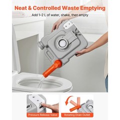 Portable Toilet, 5.3 Gallon Detachable Waste Tank, 120 Flushes, Camping Toilet f