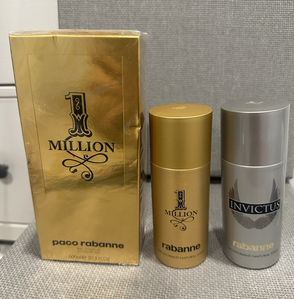 Paco Rabanne 1 Million Body wash + 2 Deodorant Spray, Regular Size, 200 ml,