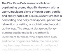 Christian Dior feve delicieuse Candle 6.7 Net Wt 190g