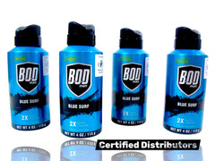 (Lot of 4) Bod Man Blue Surf Cologne Fragrance Body Spray 4 oz. Parfums de Coeur