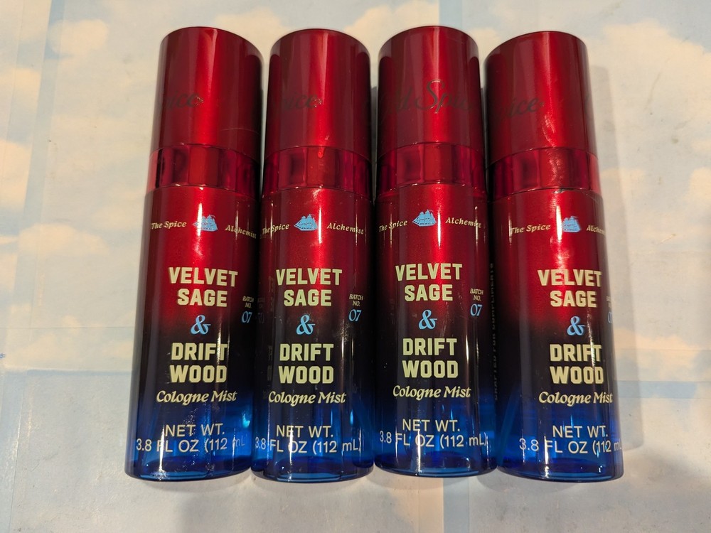 LOT (4) OLD SPICE ALCHEMIST VELVET SAGE & DRIFTWOOD COLOGNE MIST 3.8 FL OZ