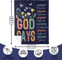 Lightweight Inspirational Throw Blanket 60”x50” – Dark Blue Christian Theme