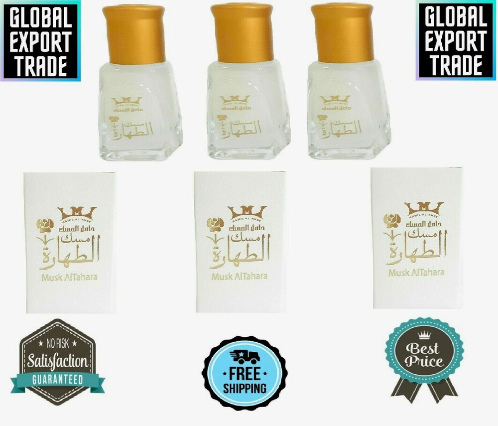 3 X Bottles Saudi Arabian Musk Alcohol Free pure Musk ِAltahra مسك الطهاره