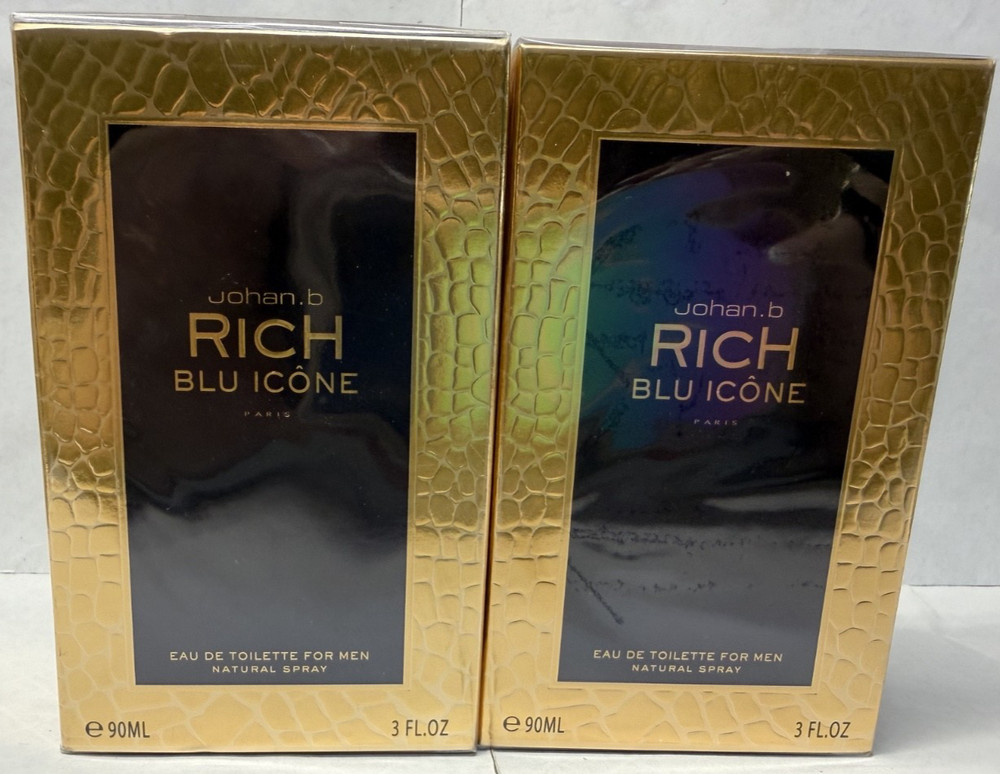 RICH BLU ICONE SET OF 2 JOHAN. B EAU DE TOILETTE FOR MEN OZ NATURAL SPRAY