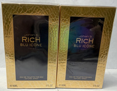 RICH BLU ICONE SET OF 2 JOHAN. B EAU DE TOILETTE FOR MEN OZ NATURAL SPRAY