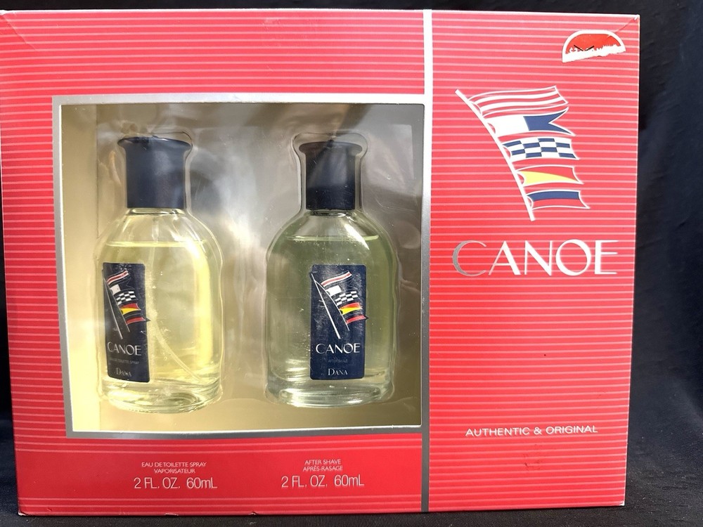 dana canoe eau de toilette spray & after shave splash 2oz ea creased box