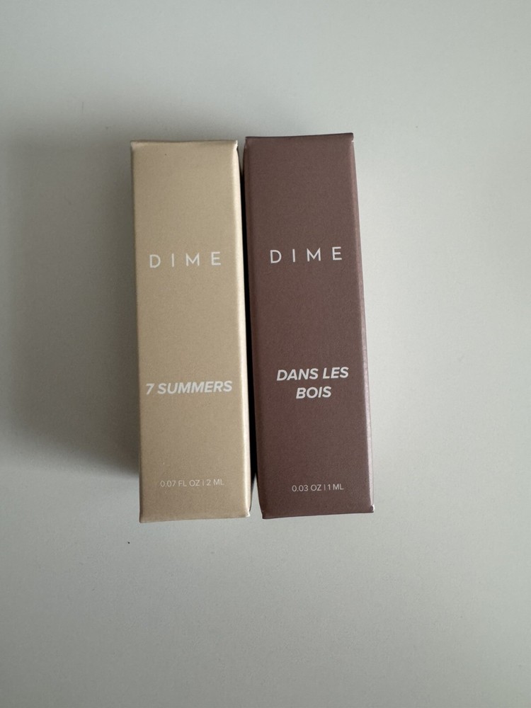 2 DIME Perfume 7 Summers & Dans Les Bois – 2ml & 1ml NIB