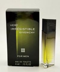 VERY IRRESISTIBLE GIVENCHY For Men Mini Perfume EDT .13 oz 4 ml RARE, New In Box