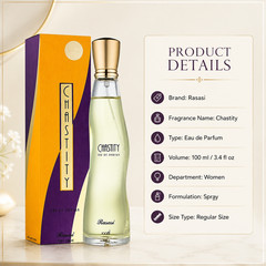 Rasasi Chastity For Women EDP 100ml 3.4oz Floral Aquatic Long Lasting Perfume
