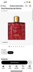 Versace Eros Flame Edp For Men 3.4 oz Tester W/ Box And Cap