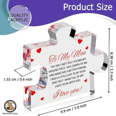 To My Man Engraved Acrylic Puzzle Gift for Husband, Fiance, Boyfriend, 3.35×3…