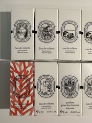 Diptyque Set of 10 Eau de Toilette Travel Perfume Samples NIB