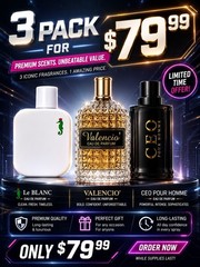 3 Pack Men’s Eau de Parfum Gift Set 100ml Each Long Lasting Fragrance