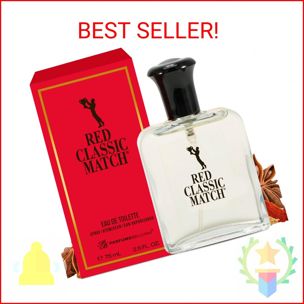 PB ParfumsBelcam Red Classic Match Eau de Toilette – Spicy Woody Amber Fragrance