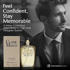 PB ParfumsBelcam Classic Match Eau de Toilette 2.5 Ounce (Pack of 1), Clear
