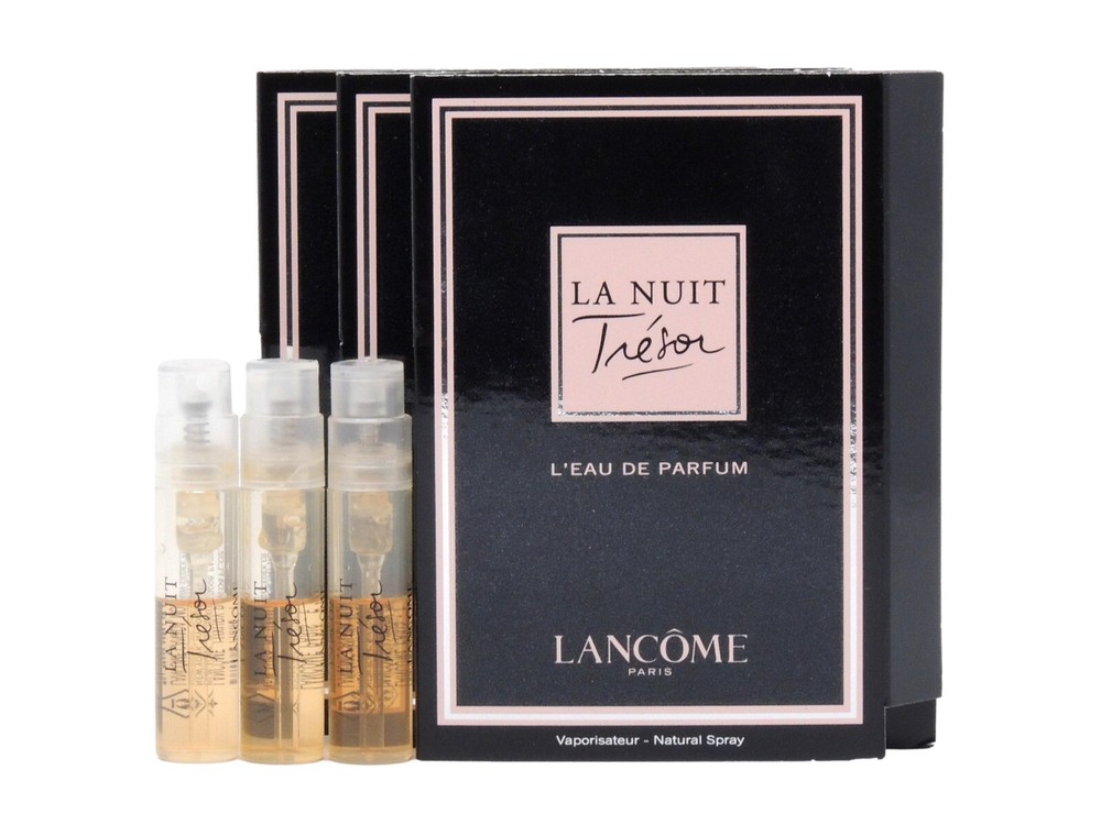 LANCOME LA NUIT TRESOR L’EAU DE PARFUM 1.2ml .04oz x 3 PERFUME SPRAY SAMPLES
