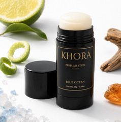 KHORA Blue Ocean Solid Perfume Stick, Bergamot Marine Cedar Musk, 0.88 oz