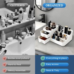 White Perfume Organizer for Men with Drawers, Cologne Organizer for Men, Mens Or