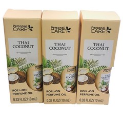 2 Personal Care Thai Coconut Roll-On Perfume Oil 0.33 oz Each