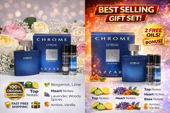 Azzaro Chrome Extreme EDP 1.7oz 3.4oz + Free Oil Gift Set 100% Original