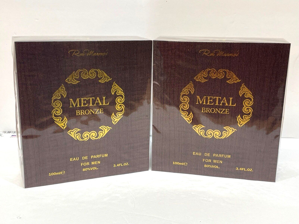 Lot of 2 Metal Bronze By Ron Marone’s Men Cologne Eau De Parfum Spray 3.4 oz NIB
