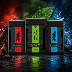 3 Pack Wild Stone Move Body Perfume for Men Fresh Daily Wear Long Lasting Scent