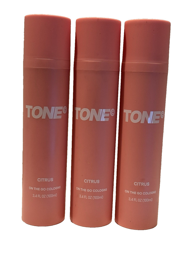 3 pc Lot TONE On The Go Cologne CITRUS 3.4oz / 100 mL each 3 Pack