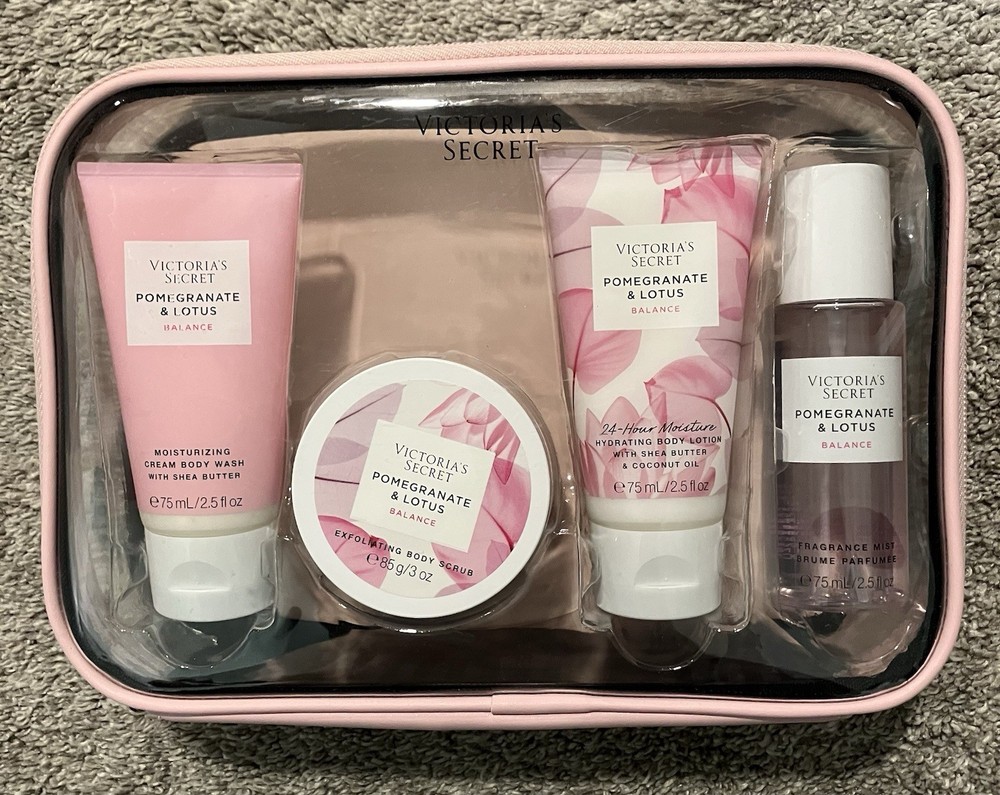 Victoria’s Secret Pomegranate & Lotus Balance Gift Set Mist Lotion Scrub Wash