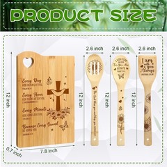 Elegant 4-Piece Religious Cooking Set: Bamboo Cutting Board & Utensils Gift Pack