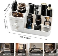 White Perfume Organizer for Men with Drawers, Cologne Organizer for Men, Mens Or
