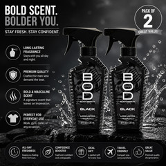 BOD Man Black Fragrance Body Spray, 8 oz PACK OF 2