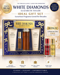 White Diamonds LADIES 4Pc Gift Set Perfume + 2 Free Oils Elizabeth Taylor