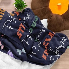 Lightweight Inspirational Throw Blanket 60”x50” – Dark Blue Christian Theme