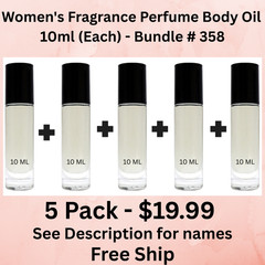Bundle # 358 – 5 Pack Women’s Fragrance Perfume Body Oil 10-ml Roll-On Bottle