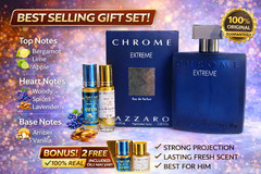 Azzaro Chrome Extreme EDP 1.7oz 3.4oz + Free Oil Gift Set 100% Original