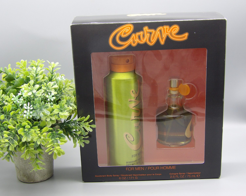 Curve For Men 2 Piece Set Cologne Spray 2.5 oz AND Deodorant Body Spray 6 oz NIB