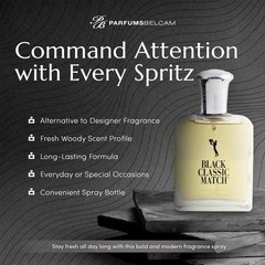 PB ParfumsBelcam Black Classic Match Eau De Toilette 2.5 Fl Oz (Pack of 1)