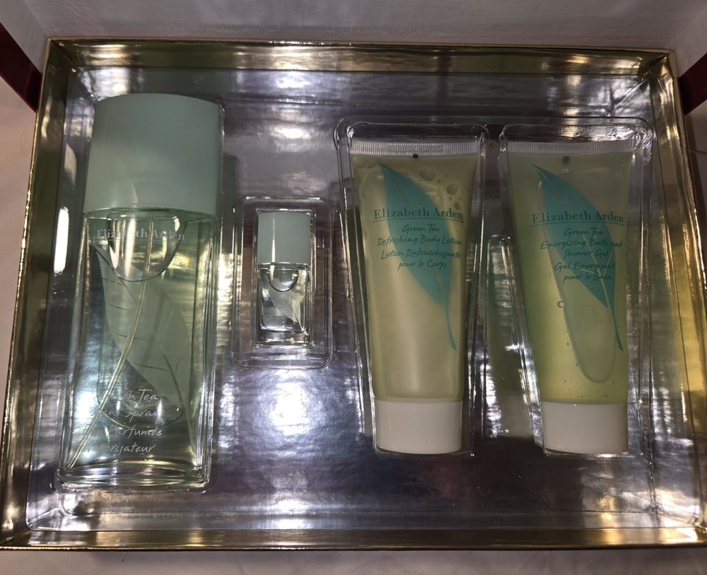 Elizabeth Arden GreenTea 4 Pc Gift Set 3.3 oz EDT + Body Lotion + Shower Gel NEW